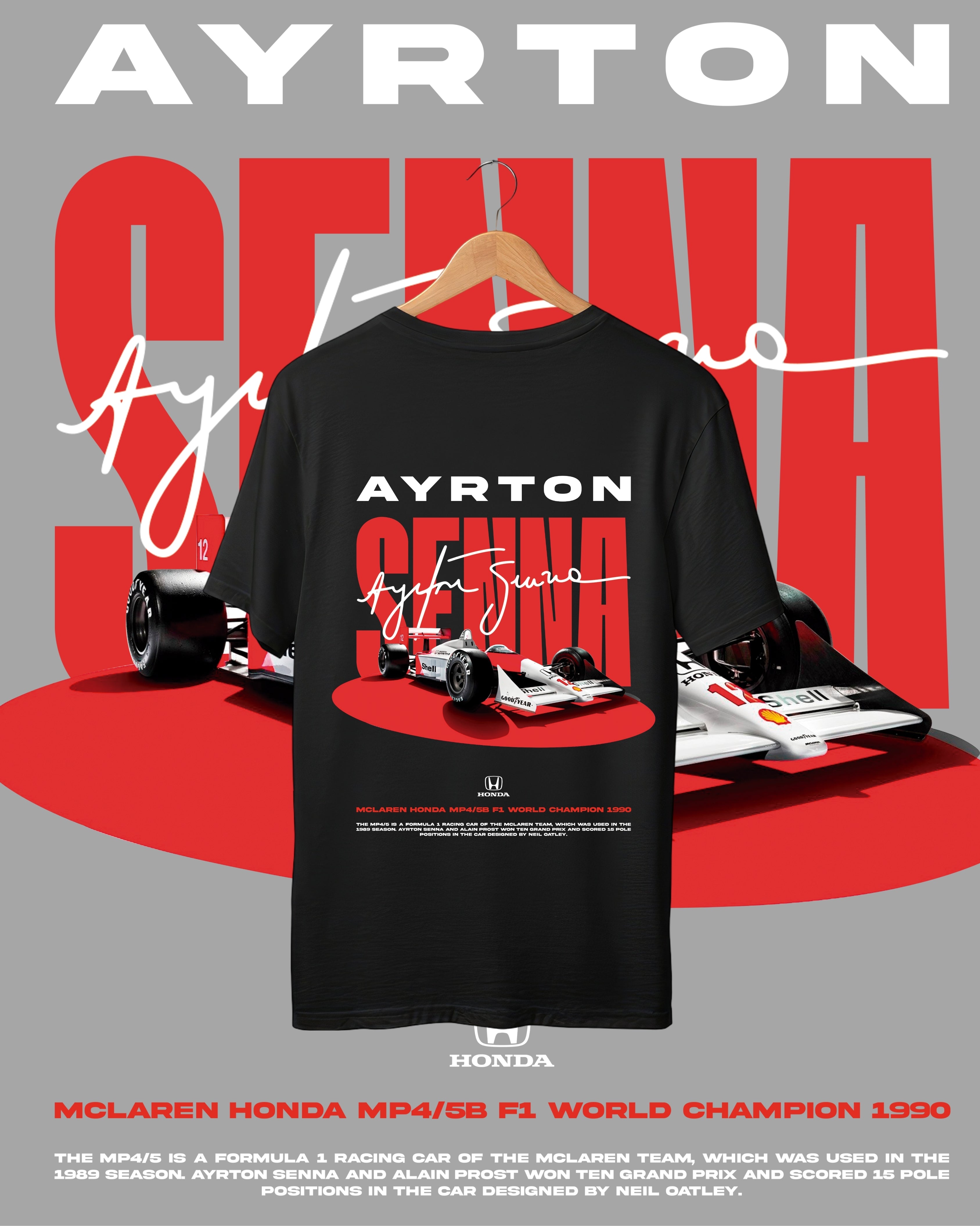 AYRTON SENNA - BLACK OVERSIZE TEES