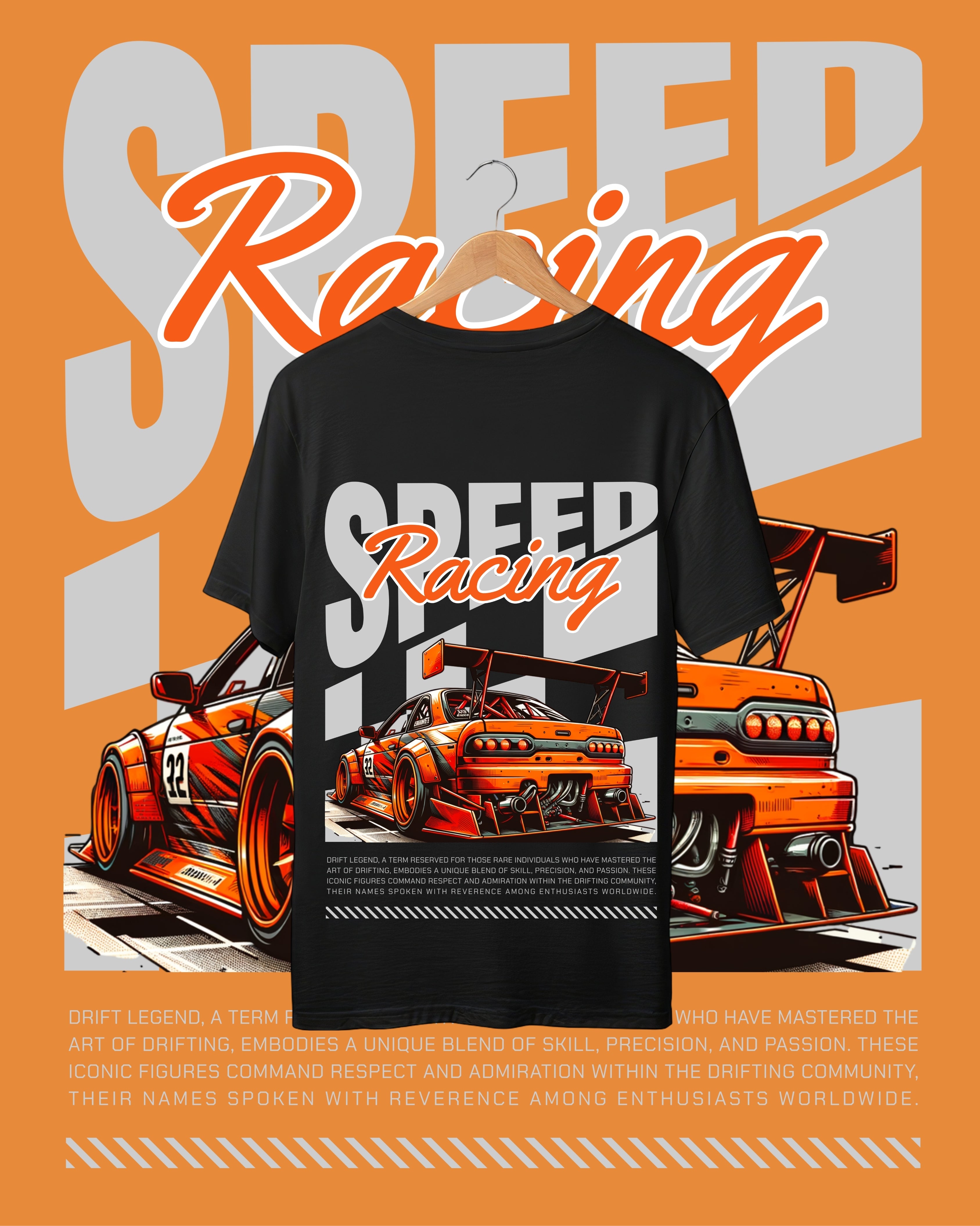SPEED RACING - BLACK OVERSIZE TEES