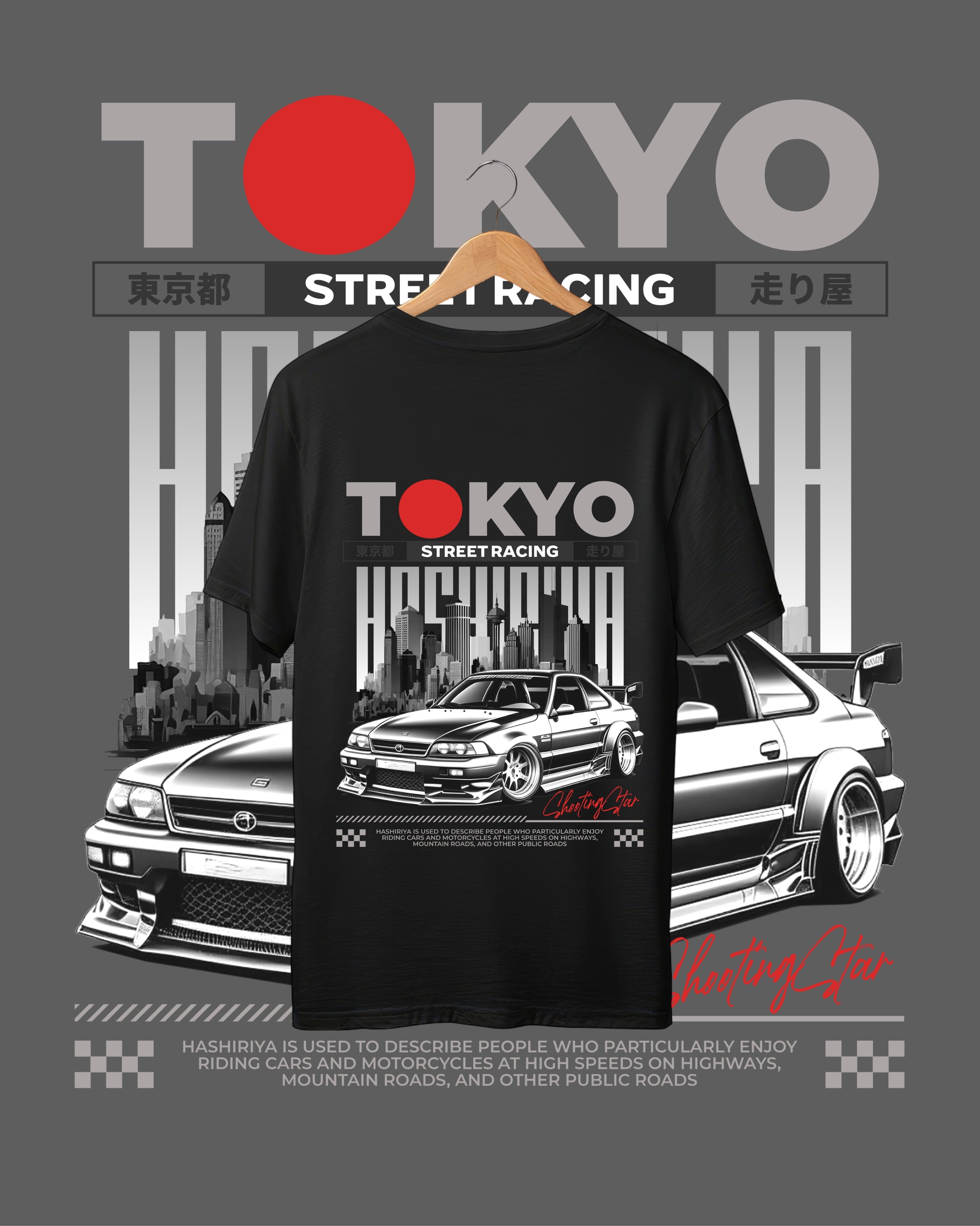 TOKYO - BLACK OVERSIZE TEES