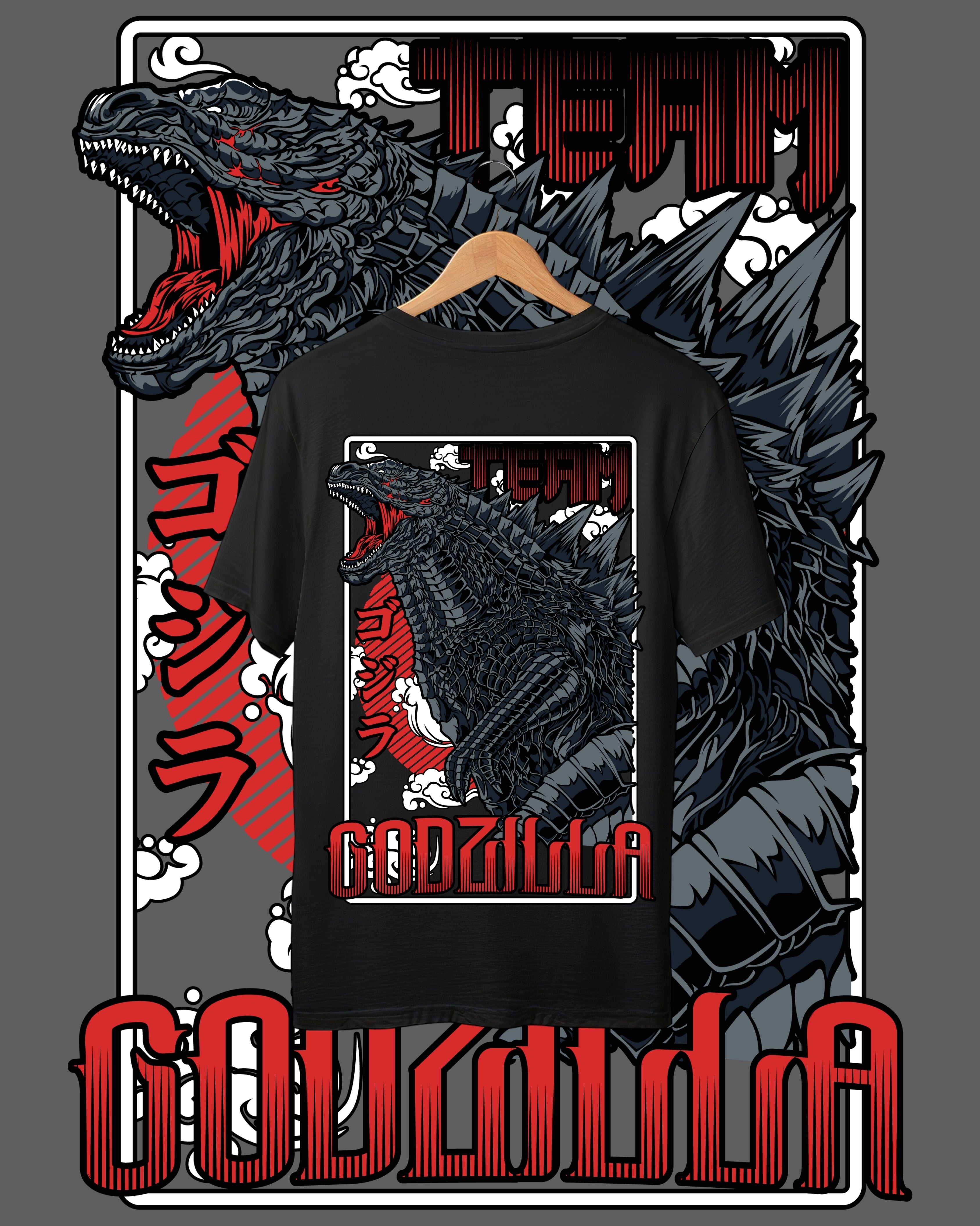 GODZILLA-BLACK OVERSIZE TSHIRT