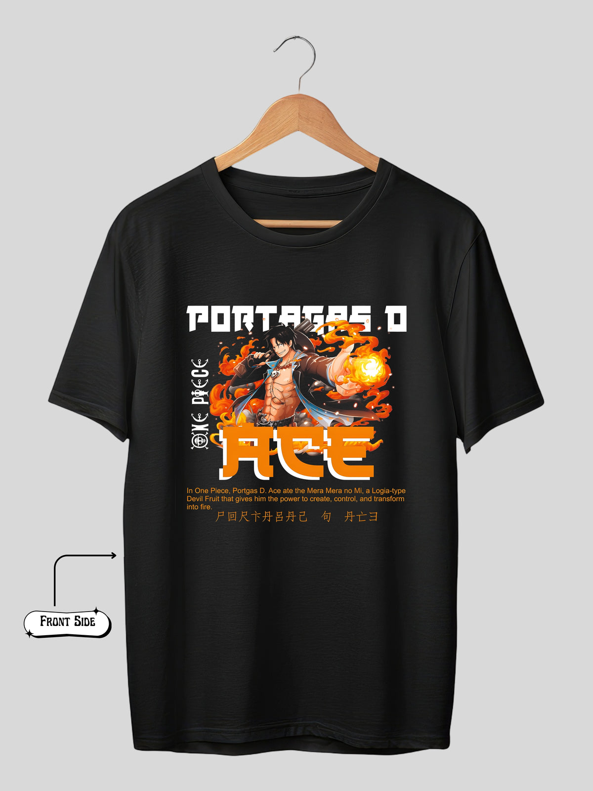 ONEPIECE ACE - BLACK OVERSIZED TSHIRT