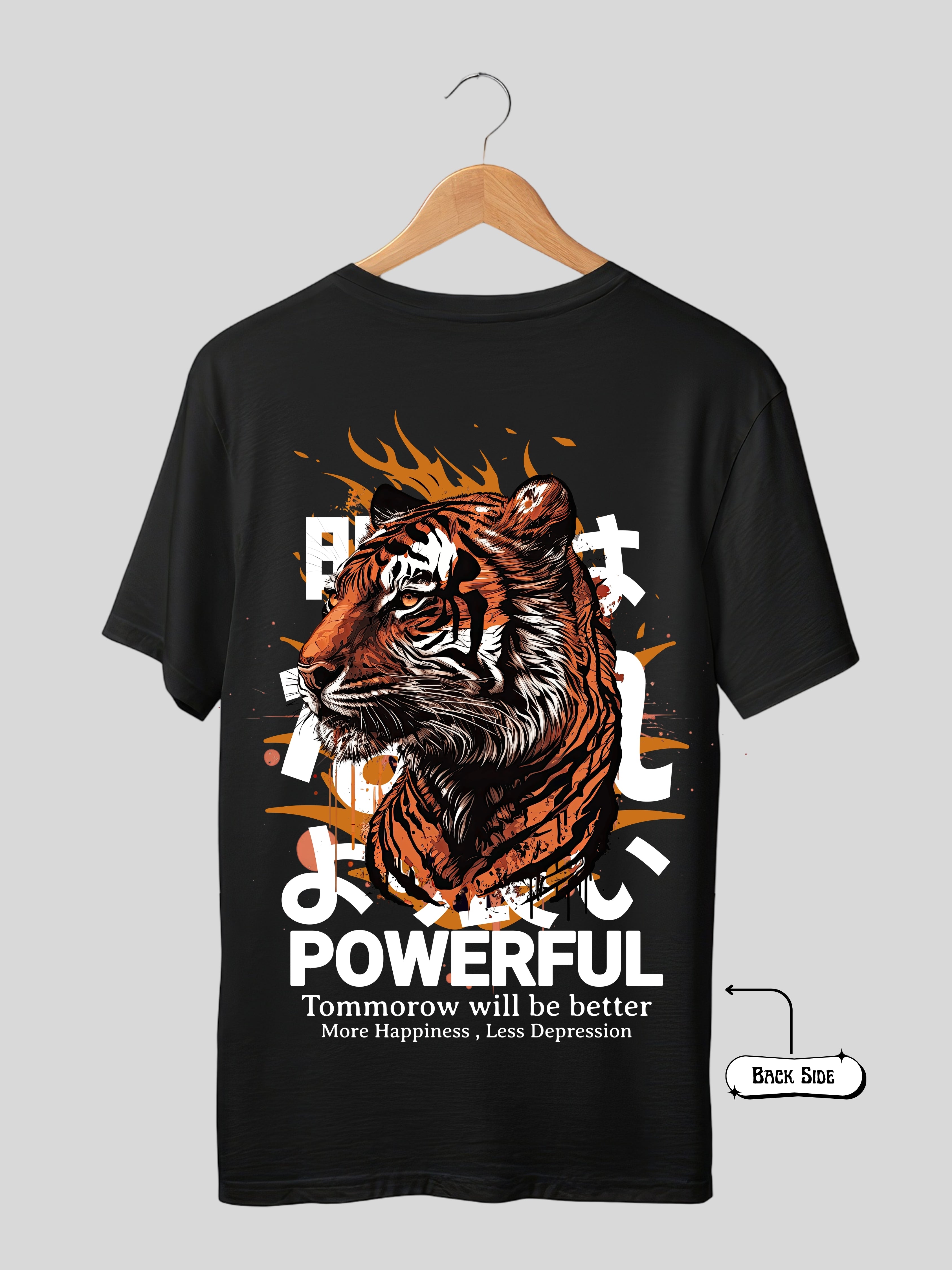 BE TIGER - BLACK OVERSIZE TEES