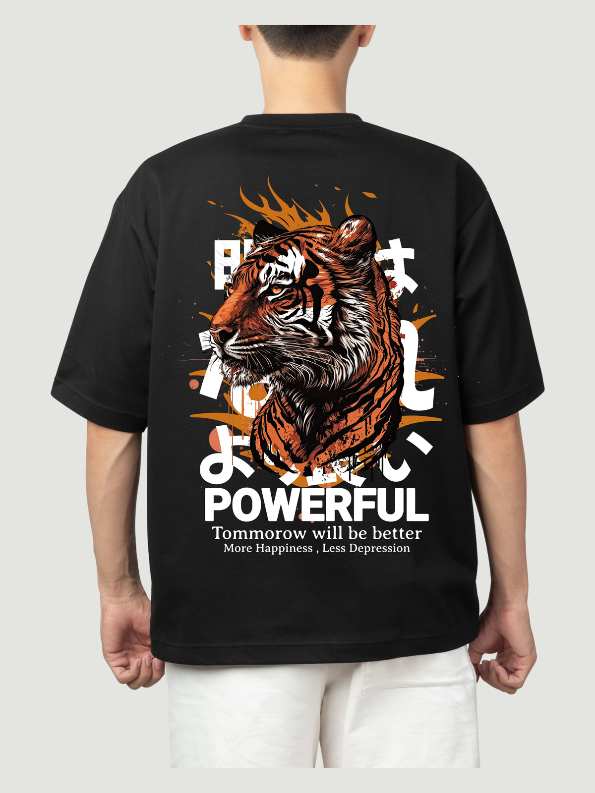 BE TIGER - BLACK OVERSIZE TEES