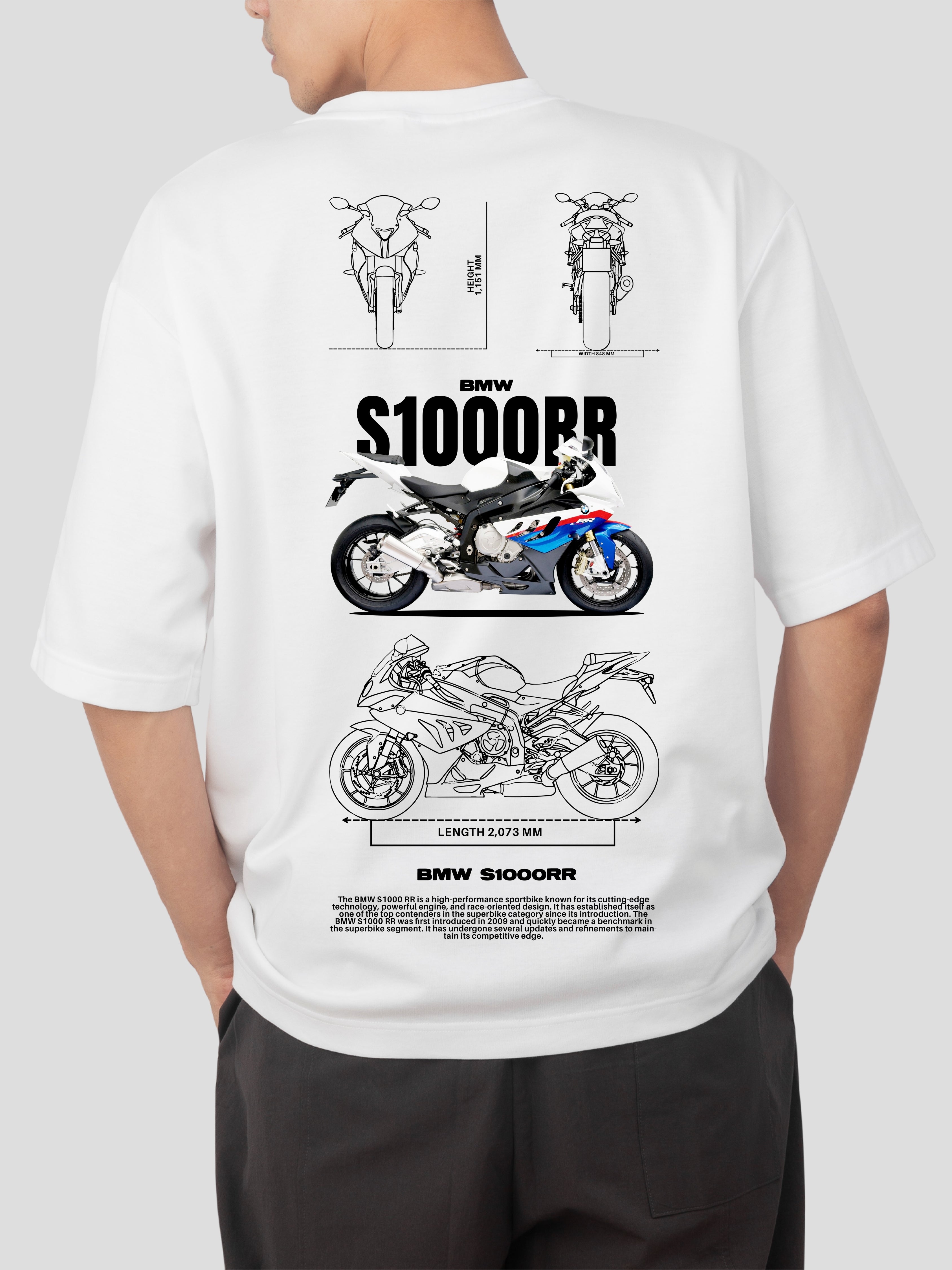 BWM S1000RR-OVERSIZE WHITE TSHIRT
