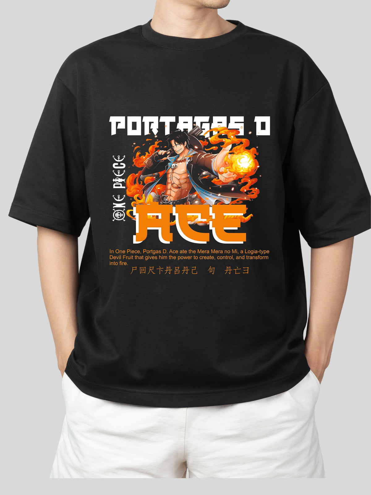 ONEPIECE ACE - BLACK OVERSIZED TSHIRT